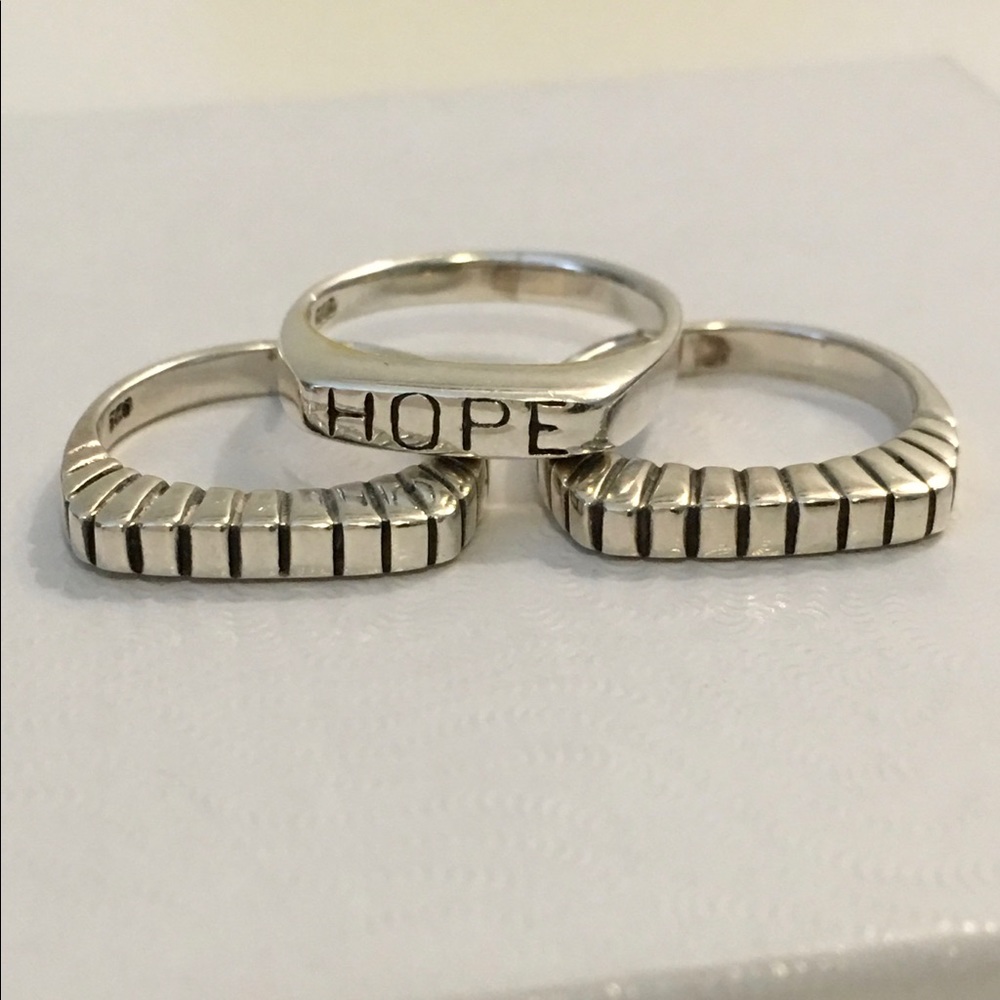 Set of 3 Stackable Sterling Silver Rings Size 5.7” NWOT